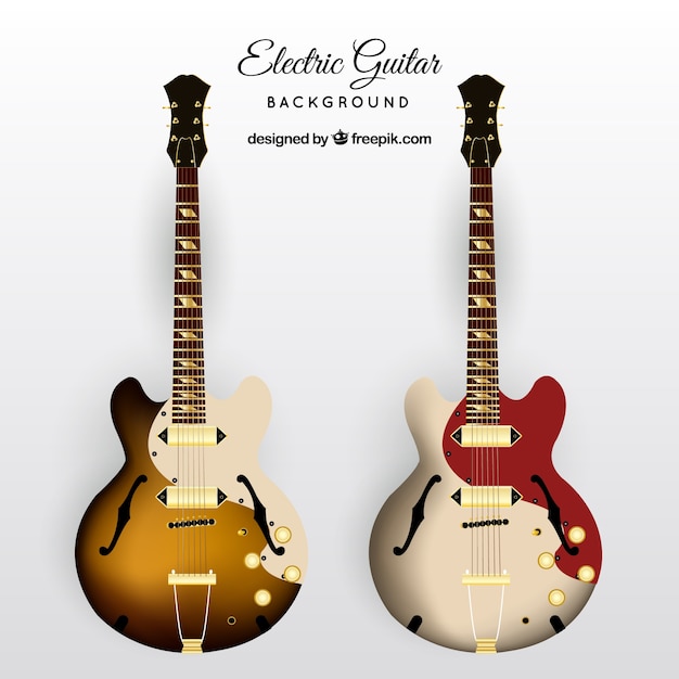 Free Vector two electric guitars in realistic design