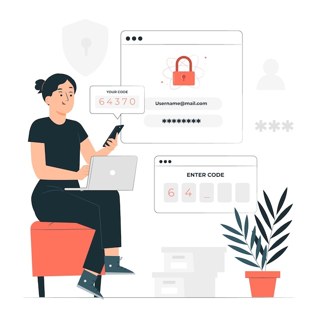 Two factor authentication concept illustration