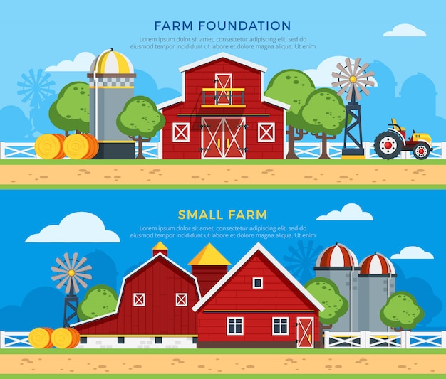 Two Farm Flat Horizontal Banners