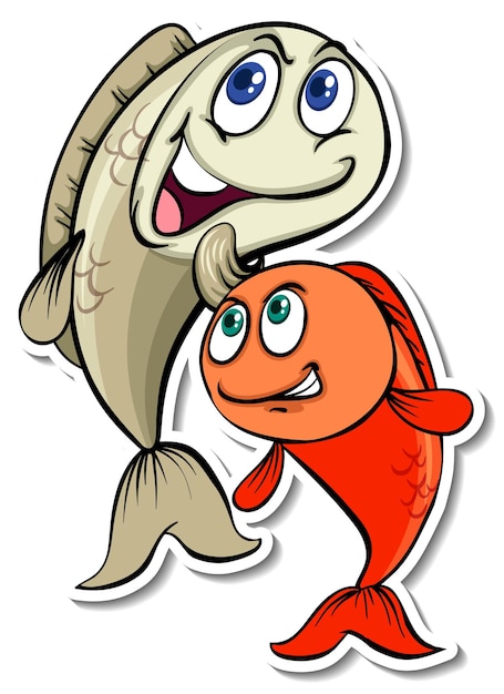 Two fishes animal cartoon sticker