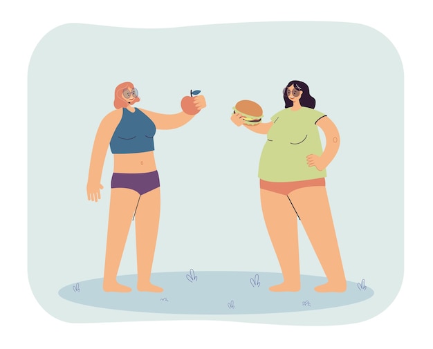 Two girls with different body shapes and diets