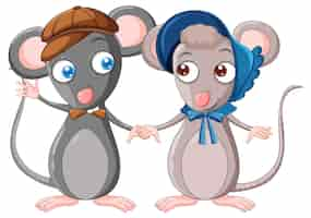 Free vector two gray rats holding hands