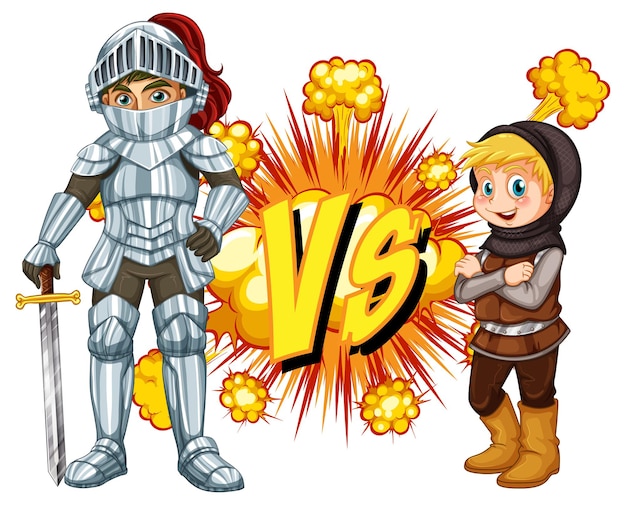 Free Vector two knight fighting each other on white background