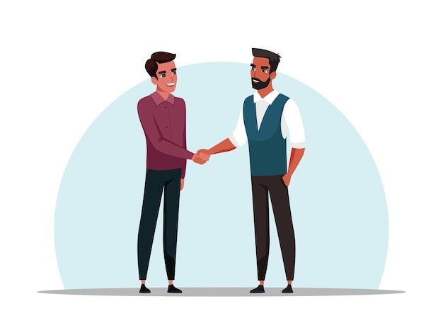 Free Vector two men shake hands with each other isolated on white background meeting and greeting friends businessmen deal agreement illustration of partnership cooperation communication