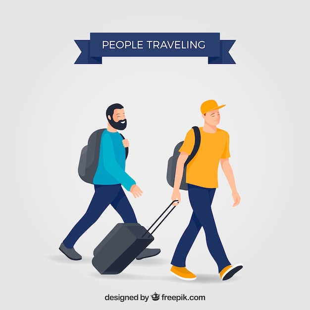 Free Vector two men travelling