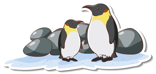 Two penguins cartoon character sticker