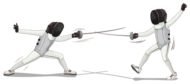 Free Vector two people doing fencing