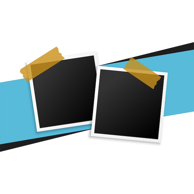 Two photo frames with tape background 