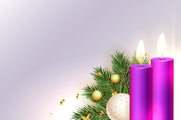 Two purple advent candles decorative background