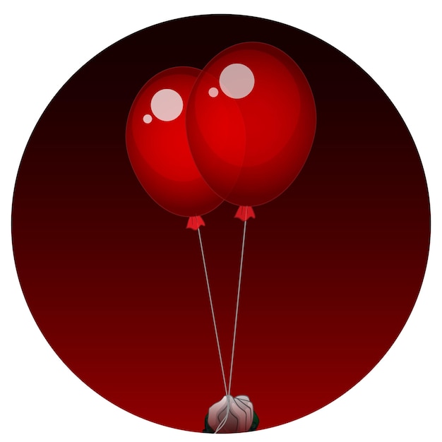 Free Vector two red balloons on red gradient background