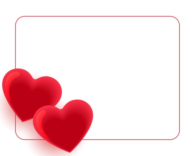 Two red hearts frame with text space