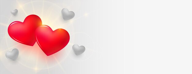 Two red hearts valentines day banner design