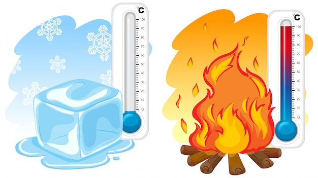 Free Vector two thermometers for winter and summer