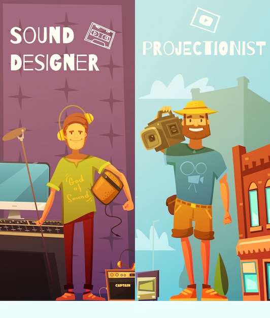 Free Vector two vertical cartoon banners