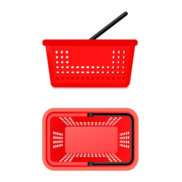 Free Vector two views of supermarket basket