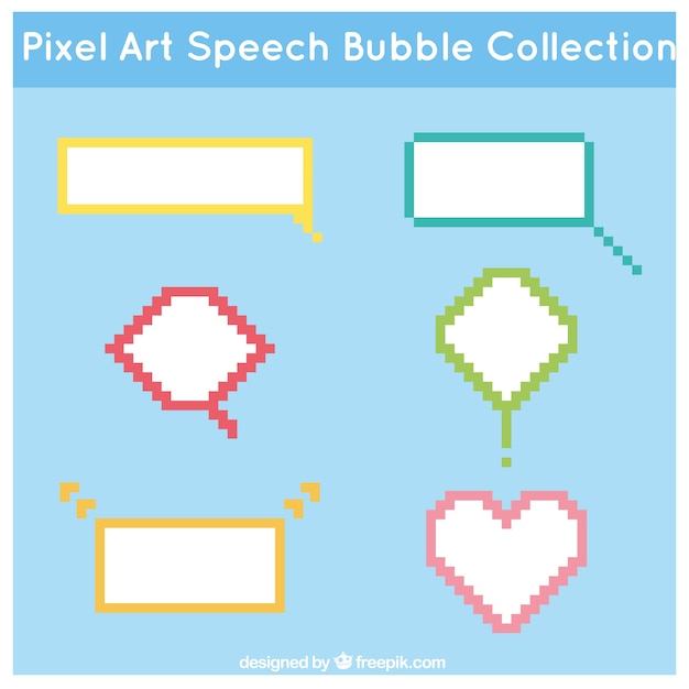 Free Vector types of pixelated speech bubbles