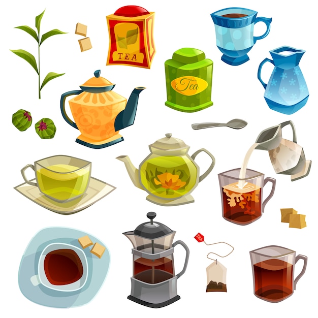 Free Vector types of tea set