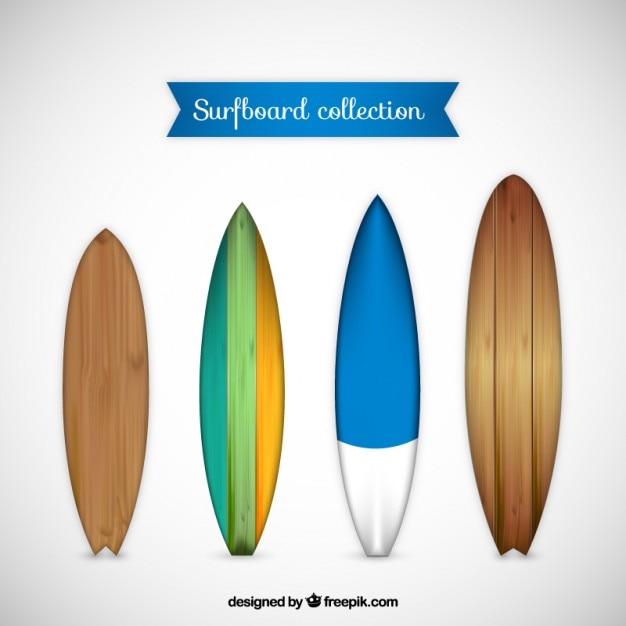 Free Vector types of wooden surfboards