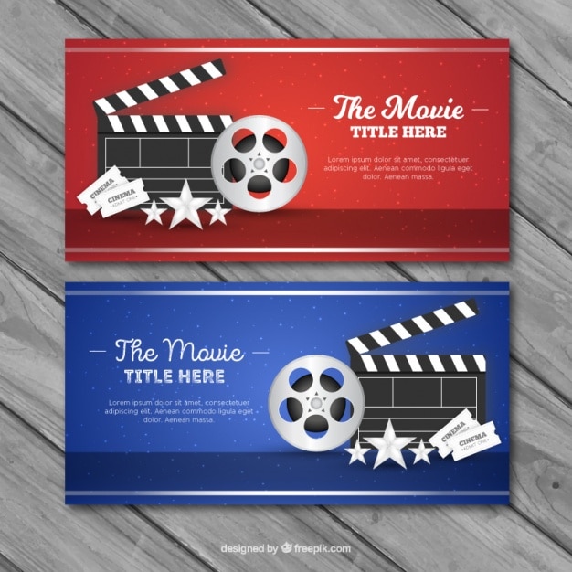 Free Vector typical elements of cinema banners