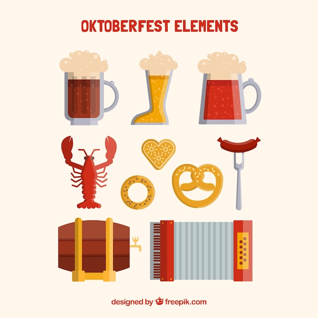 Free vector typical elements for the oktoberfest