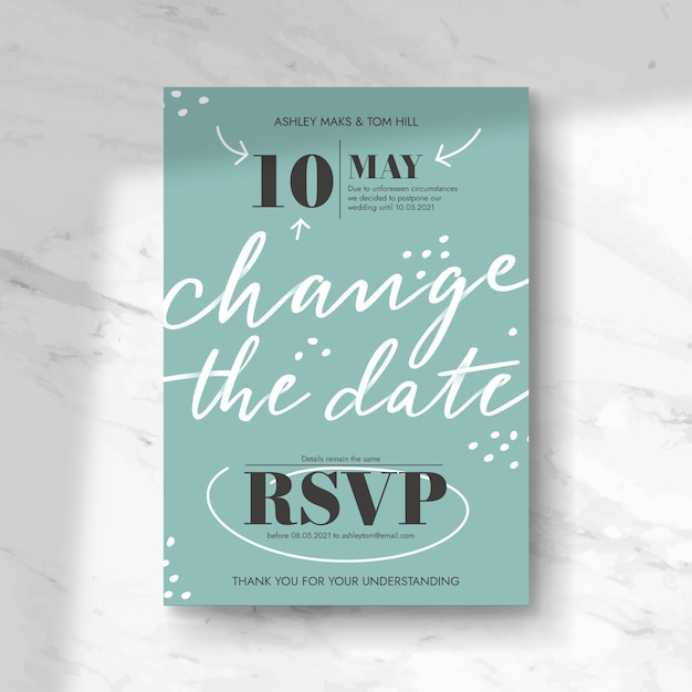 Free Vector typographic postponed wedding card concept