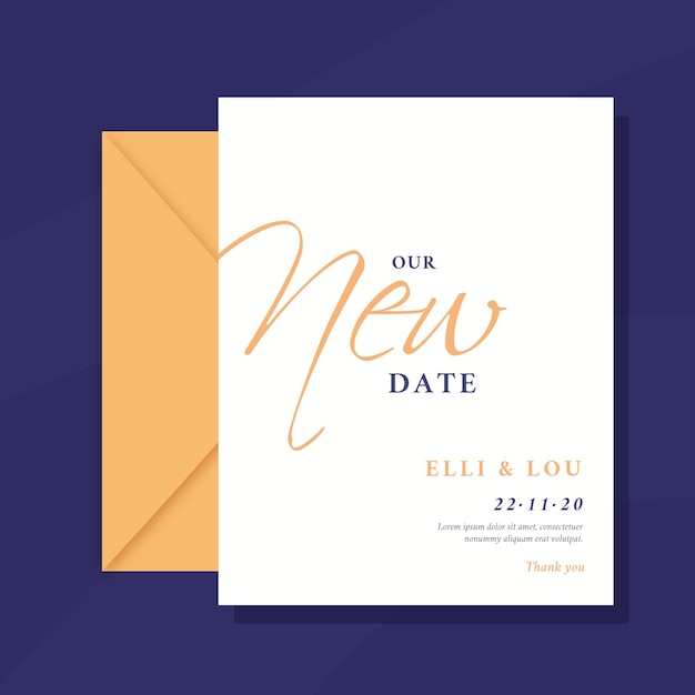 Typographic postponed wedding card