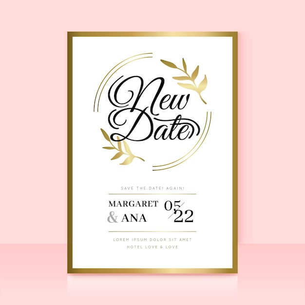 Typographic postponed wedding card