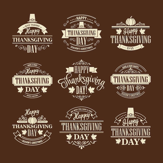 Typographic Thanksgiving Design Set. Vector illustration EPS 10