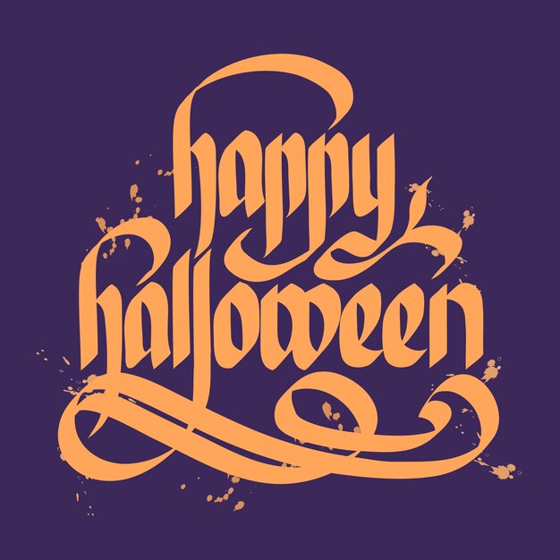 Typographical design concept with calligraphic handwritten Happy Halloween inscription or lettering