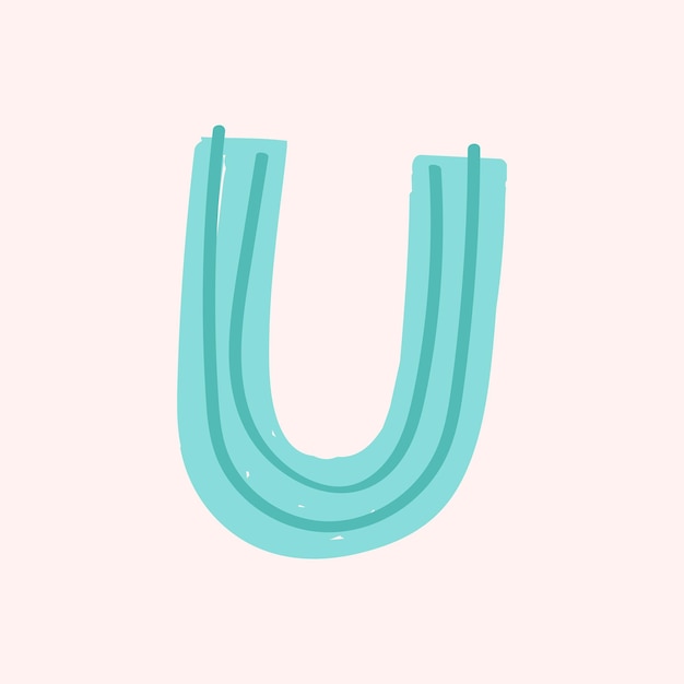 Free vector u letter doodle typography font vector