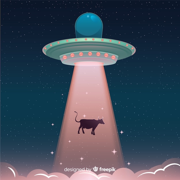 Free Vector ufo abduction concept with flat design