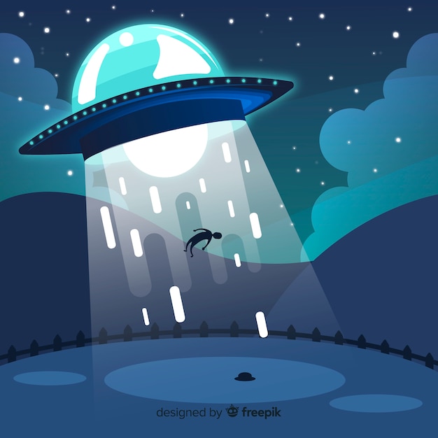 Free vector ufo abduction concept with flat design