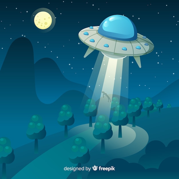 Free vector ufo abduction concept with flat design