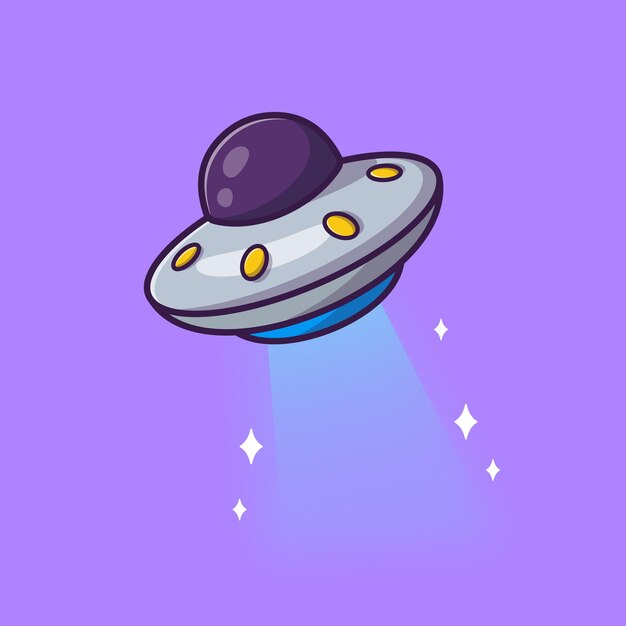 Ufo Flying In Space Cartoon Vector Icon Illustration. Science Technology Icon Concept Isolated Flat