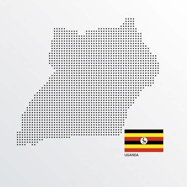 Uganda Map design with flag and light background vector 