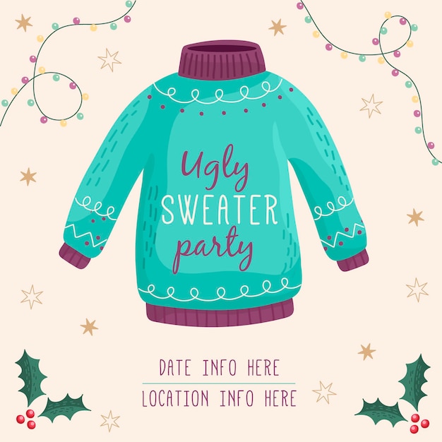 Free Vector ugly sweater party invitation template