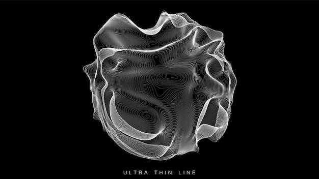 Free Vector ultra thin line fluid geometry on dark background