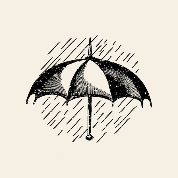 Free vector umbrella in the rain badge vector