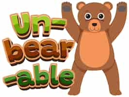 Free vector unbearable a funny cartoon pun with animals