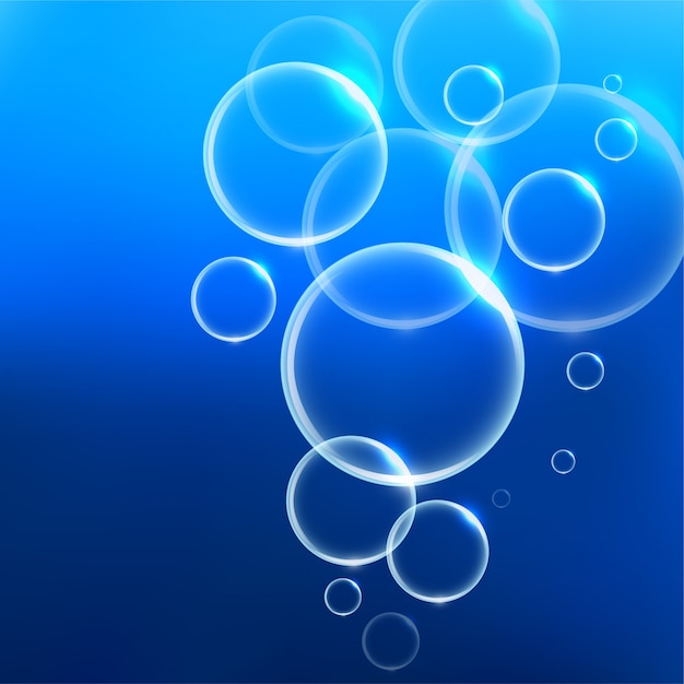 Underwater air bubbles blue background