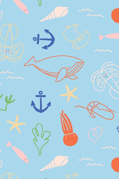 Free Vector underwater animals seamless pattern