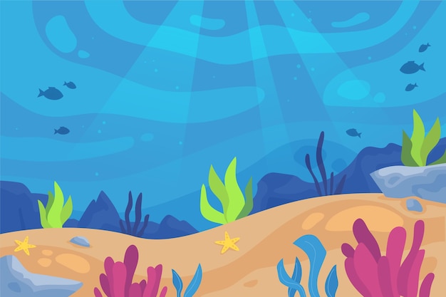 Free Vector underwater background with colourful seaweed