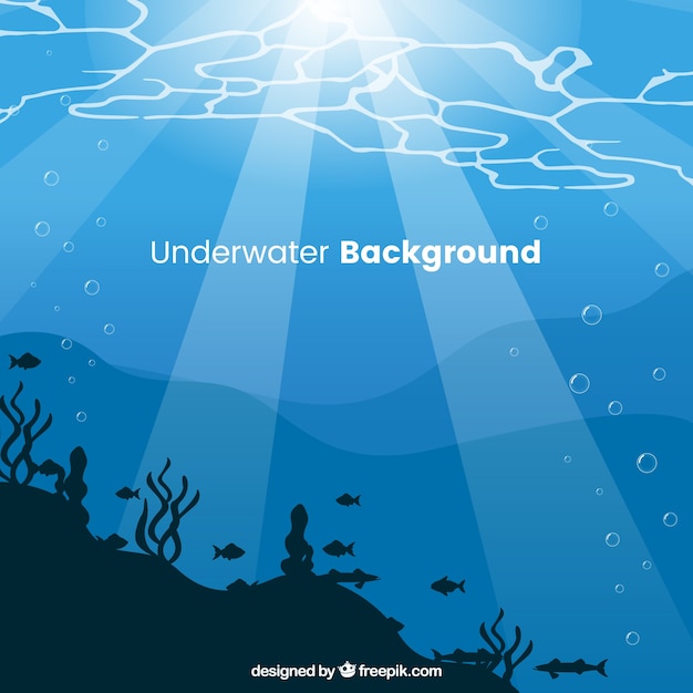 Free Vector underwater background with different marine species