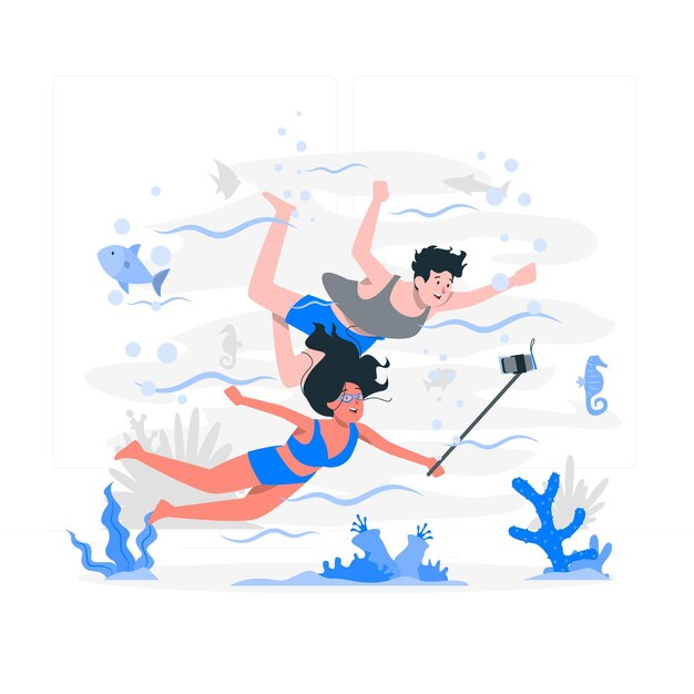 Free Vector underwater selfie concept illustration