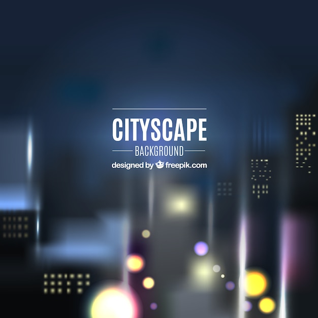 Free vector unfocused nighttime cityscape background with lights