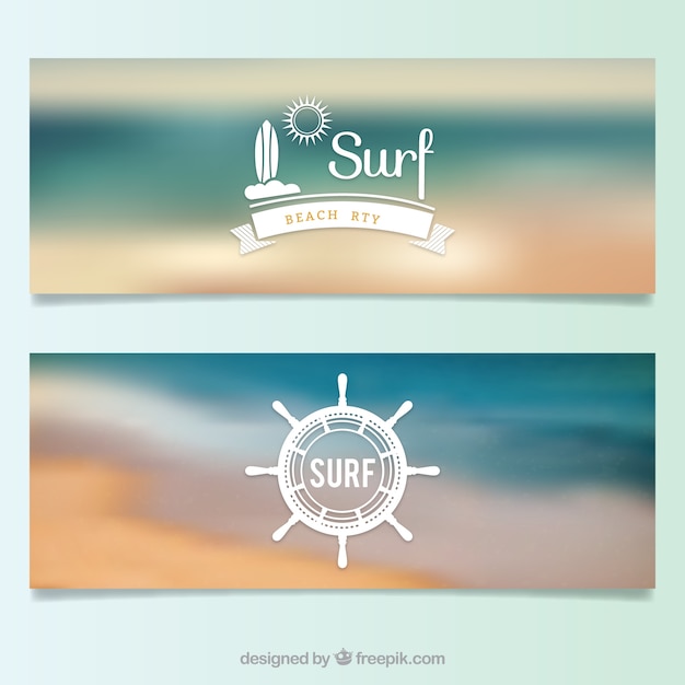 Free Vector unfocused surf banners