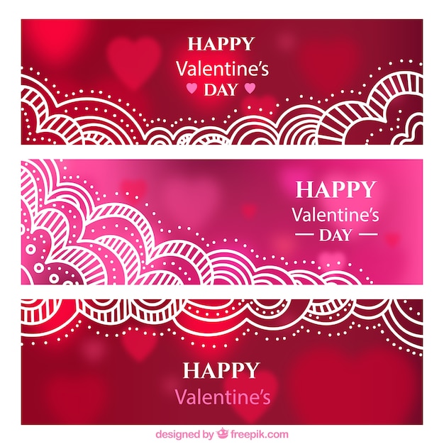 Unfocused valentine banners with sketches