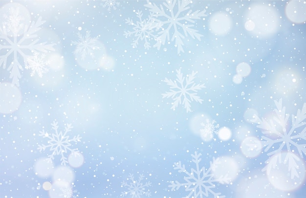 Unfocussed winter background with snowflakes