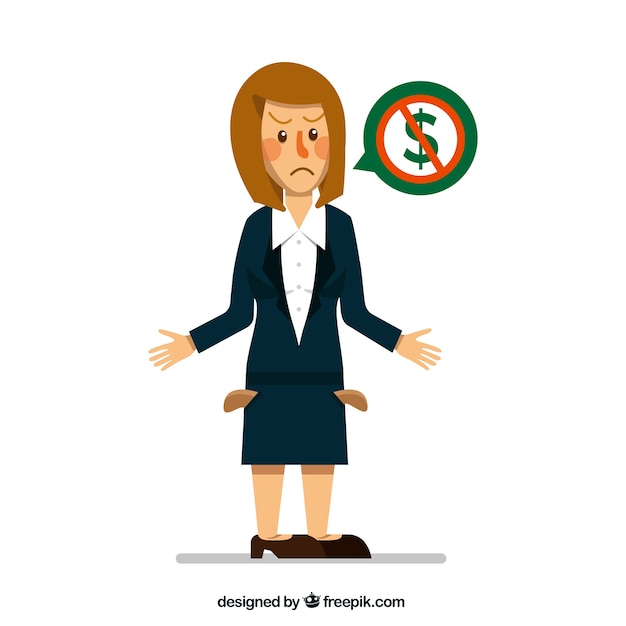 Free Vector unhappy businesswoman without money