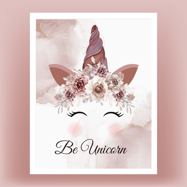 Free vector unicorn crown watercolor flower brown terracotta